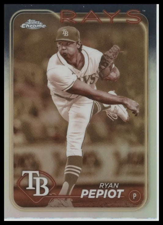2024 Topps Chrome - Sepia Refractors Ryan Pepiot 128 Tampa Bay Rays Baseball NM - Baseball Card Single