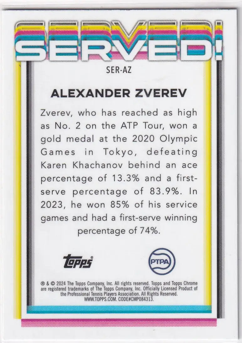2024 Topps Chrome Served #SER-AZ Alexander Zverev - Other