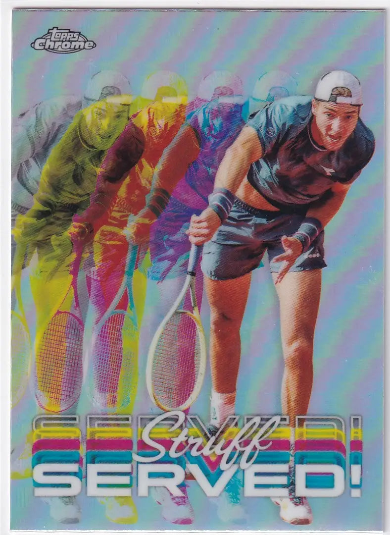 Holographic Topps Chrome Served card of Jan-Lennard Struff’s serving motion
