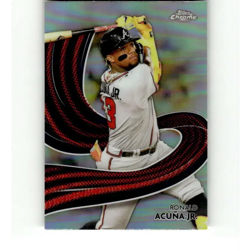 2024 Topps Chrome Strokes Refractor #S-12 Ronald Acuna Jr. NM-MT Atlanta Braves Baseball Card - Baseball Card Single
