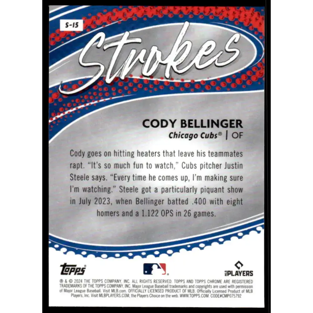 2024 Topps Chrome Strokes Refractor #S-15 Cody Bellinger NM-MT Chicago Cubs Baseball Card - Baseball Card Single