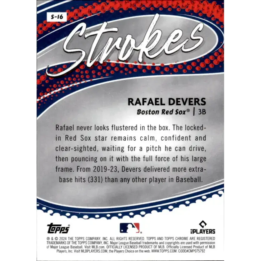 2024 Topps Chrome Strokes Refractor #S-16 Rafael Devers NM-MT Boston Red Sox Baseball Card - Baseball Card Single