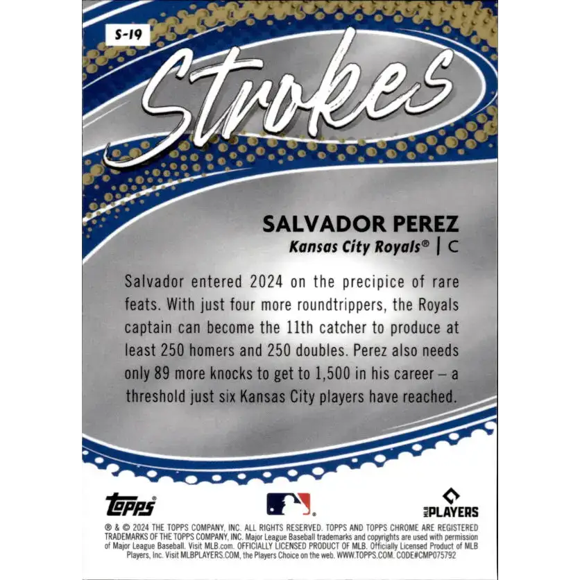 2024 Topps Chrome Strokes Refractor #S-19 Salvador Perez NM-MT Kansas City Royals Baseball Card - Baseball Card Single