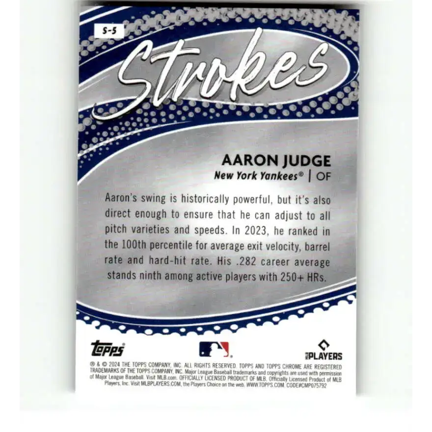 2024 Topps Chrome Strokes Refractor #S-5 Aaron Judge NM-MT New York Yankees Baseball Card - Baseball Card Single