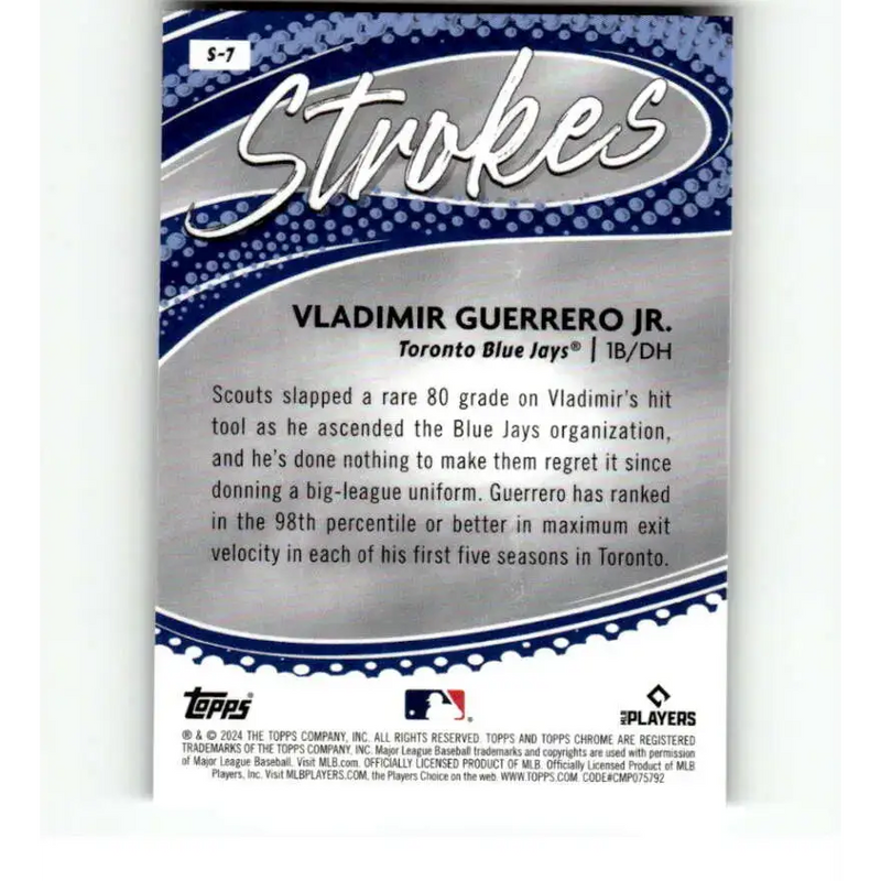 2024 Topps Chrome Strokes Refractor #S-7 Vladimir Guerrero Jr. NM-MT Toronto Blue Jays Baseball Card - Baseball Card