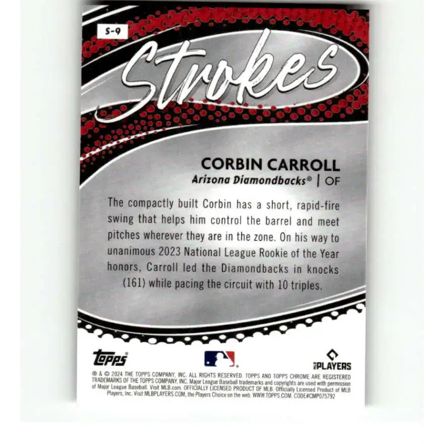 2024 Topps Chrome Strokes Refractor #S-9 Corbin Carroll NM-MT Arizona Diamondbacks Baseball Card - Baseball Card Single