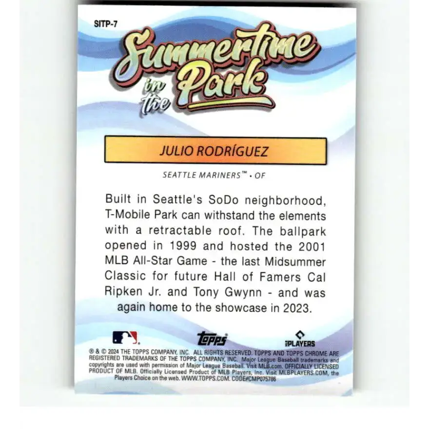 2024 Topps Chrome Summertime in the Park Refractor #SITP-7 Julio Rodriguez NM-MT Seattle Mariners Baseball Card