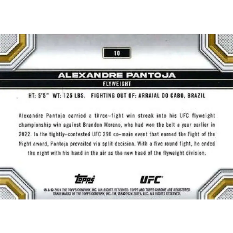 2024 Topps Chrome UFC #10 Alexandre Pantoja NM-MT MMA Card - UFC/MMA Card Single