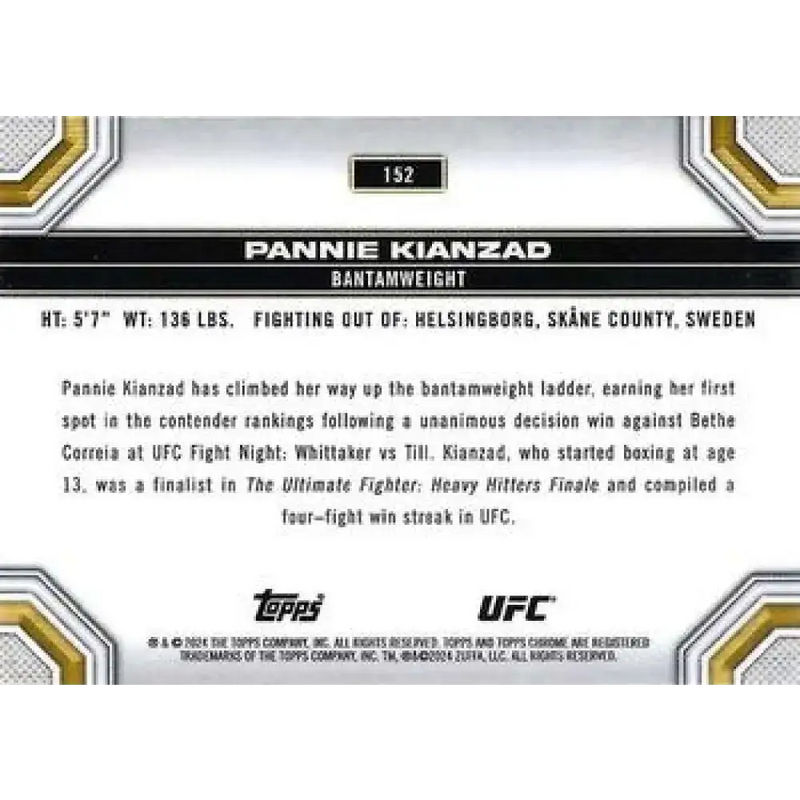 2024 Topps Chrome UFC #152 Pannie Kianzad NM-MT MMA Card