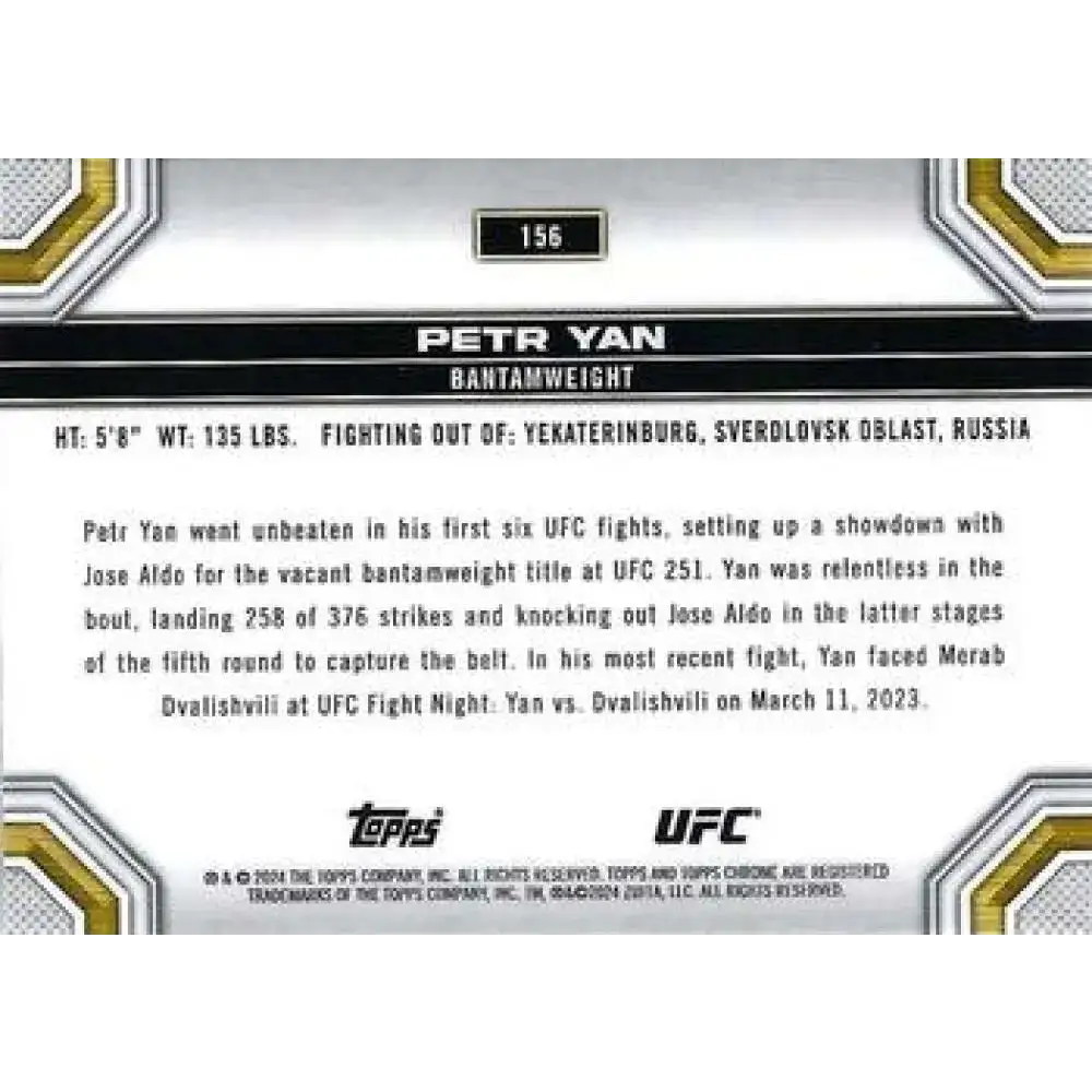 2024 Topps Chrome UFC #156 Petr Yan NM-MT MMA Card - UFC/MMA Card Single