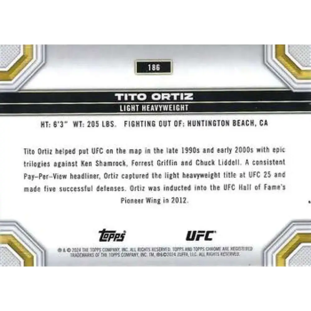 2024 Topps Chrome UFC #186 Tito Ortiz NM-MT MMA Card - UFC/MMA Card Single