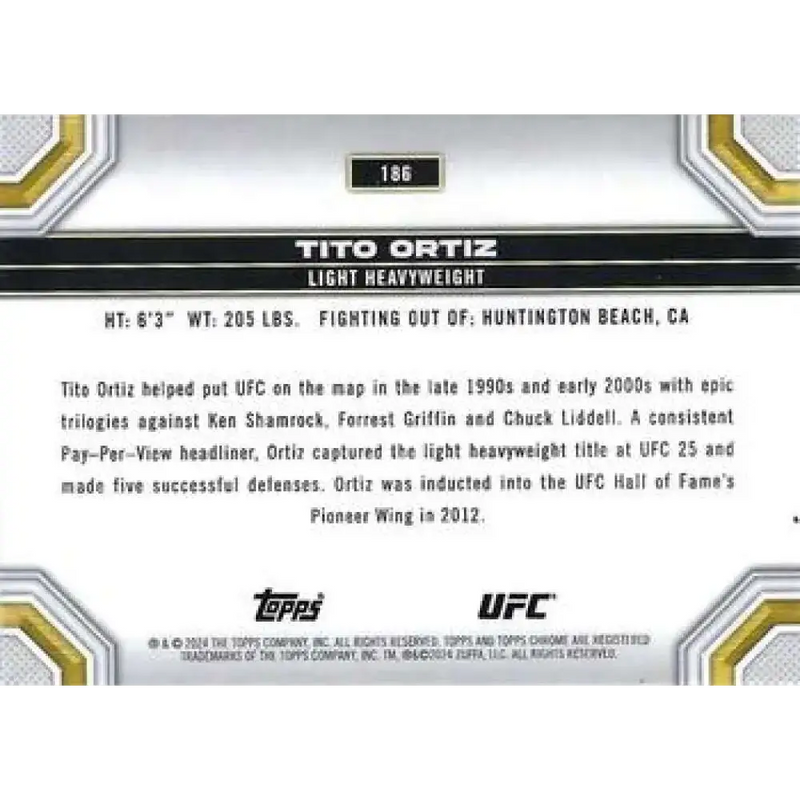 2024 Topps Chrome UFC #186 Tito Ortiz NM-MT MMA Card - UFC/MMA Card Single