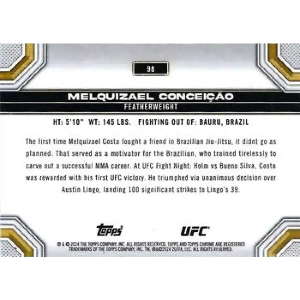 2024 Topps Chrome UFC #98 Melquizael Conceicao NM-MT RC Rookie MMA Card - UFC/MMA Card Single