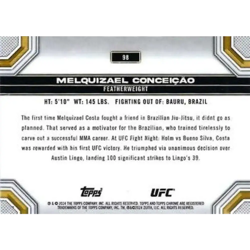 2024 Topps Chrome UFC #98 Melquizael Conceicao NM-MT RC Rookie MMA Card - UFC/MMA Card Single