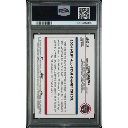 2024 Topps Chrome Update All-Star Game Refractor Green #ASGC-29 Paul Skenes PSA 10 GEM MINT 36/99 Pittsburgh Pirates