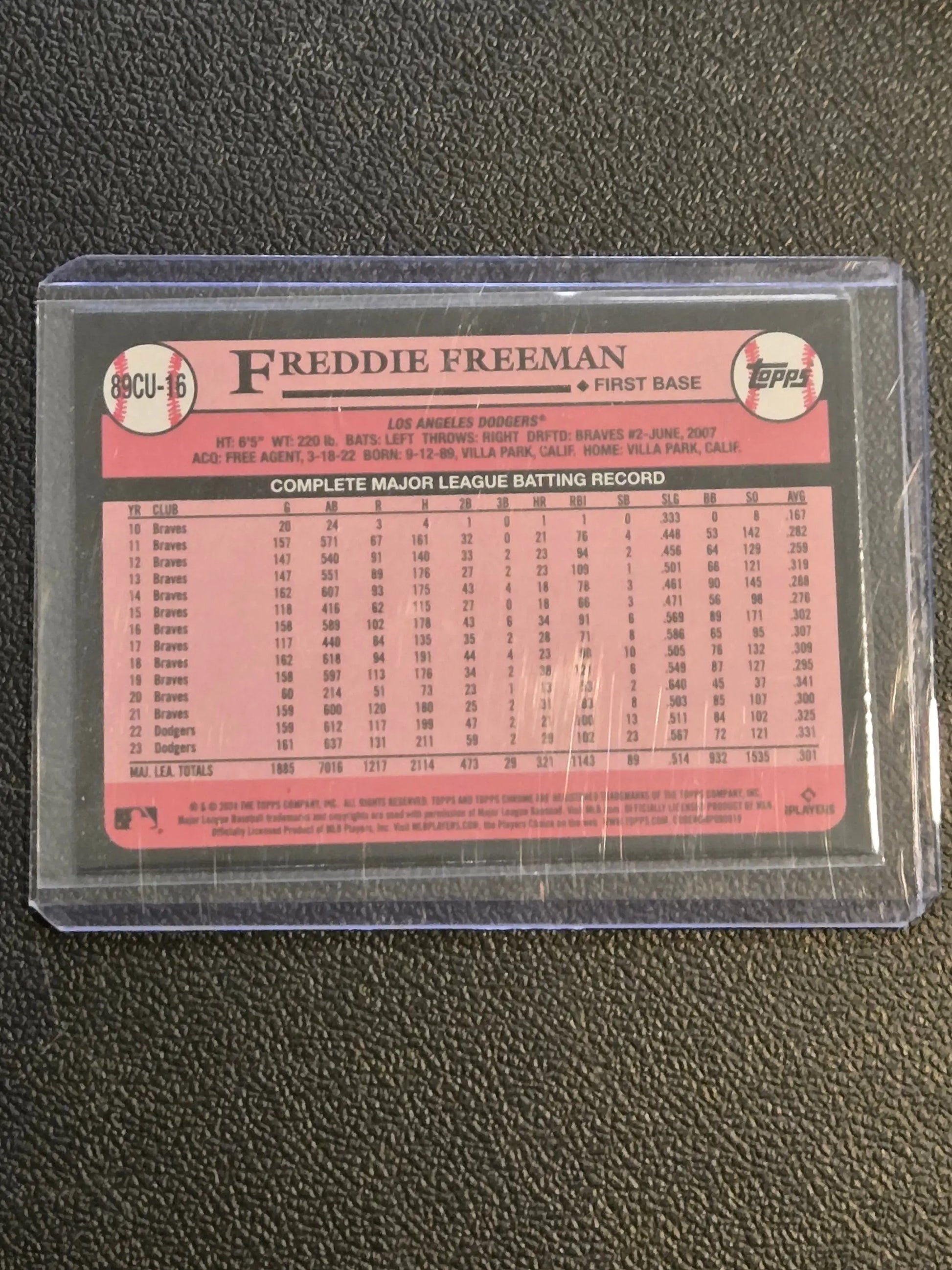 2024 Topps Chrome Update Freddie Freeman 1989 Topps Baseball 35th Anniversary - Baseball Card Single