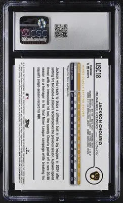 Graded Topps Chrome Update Jackson Chourio baseball trading card CGC 9