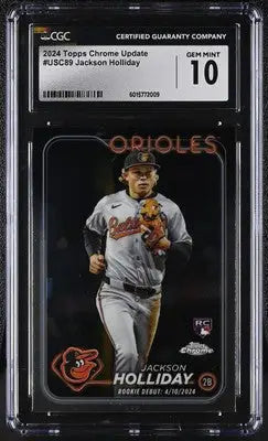 Graded Gem Mint 10 Jackson Holliday Topps Chrome Update baseball card from 2024 set