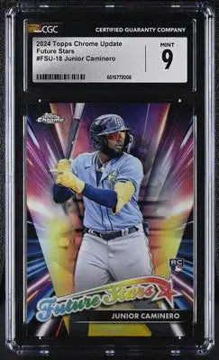 Graded 2024 Topps Chrome Update Junior Caminero Future Stars baseball card CGC 9