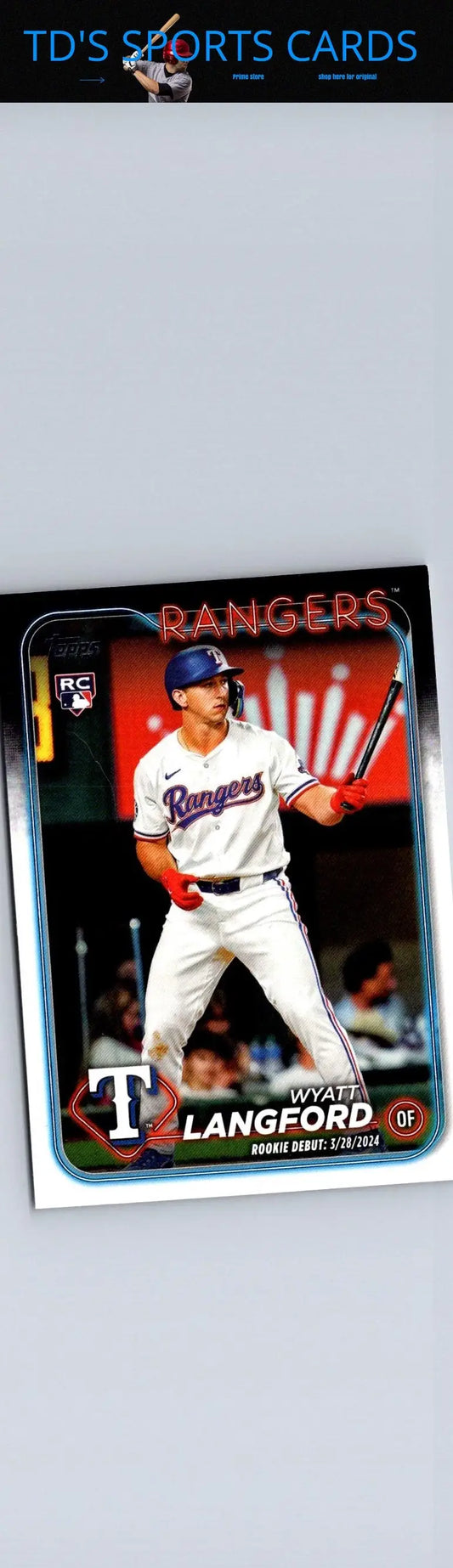 Baseball card featuring Wyatt Langford from 2024 Topps Chrome Update USC37 Wyatt Langford