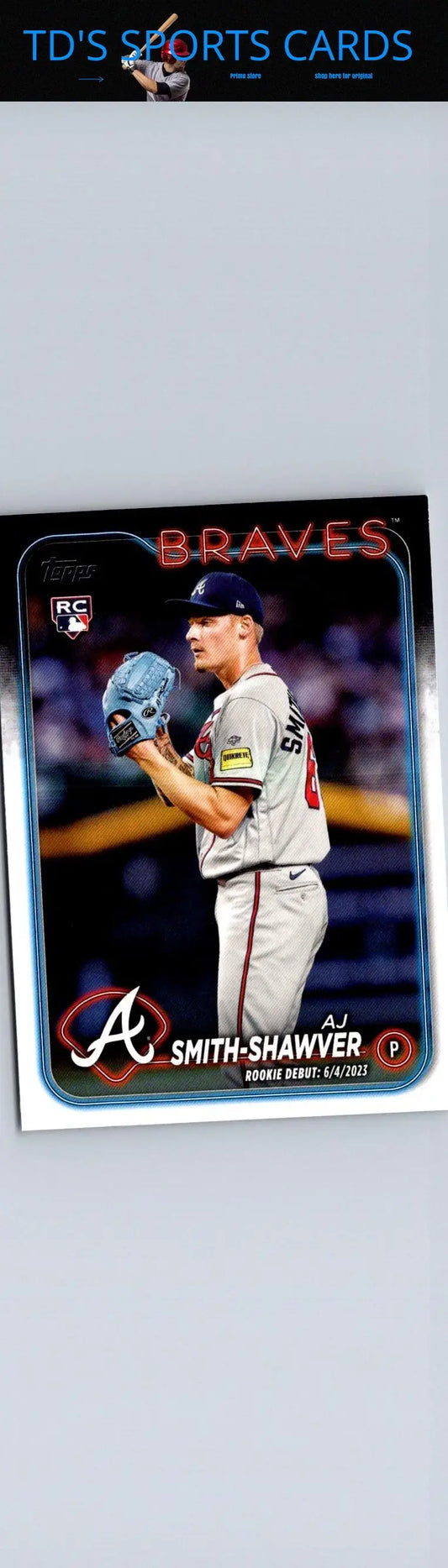Baseball card from 2024 Topps Chrome Update featuring AJ Smith-Shawver in chrome update series