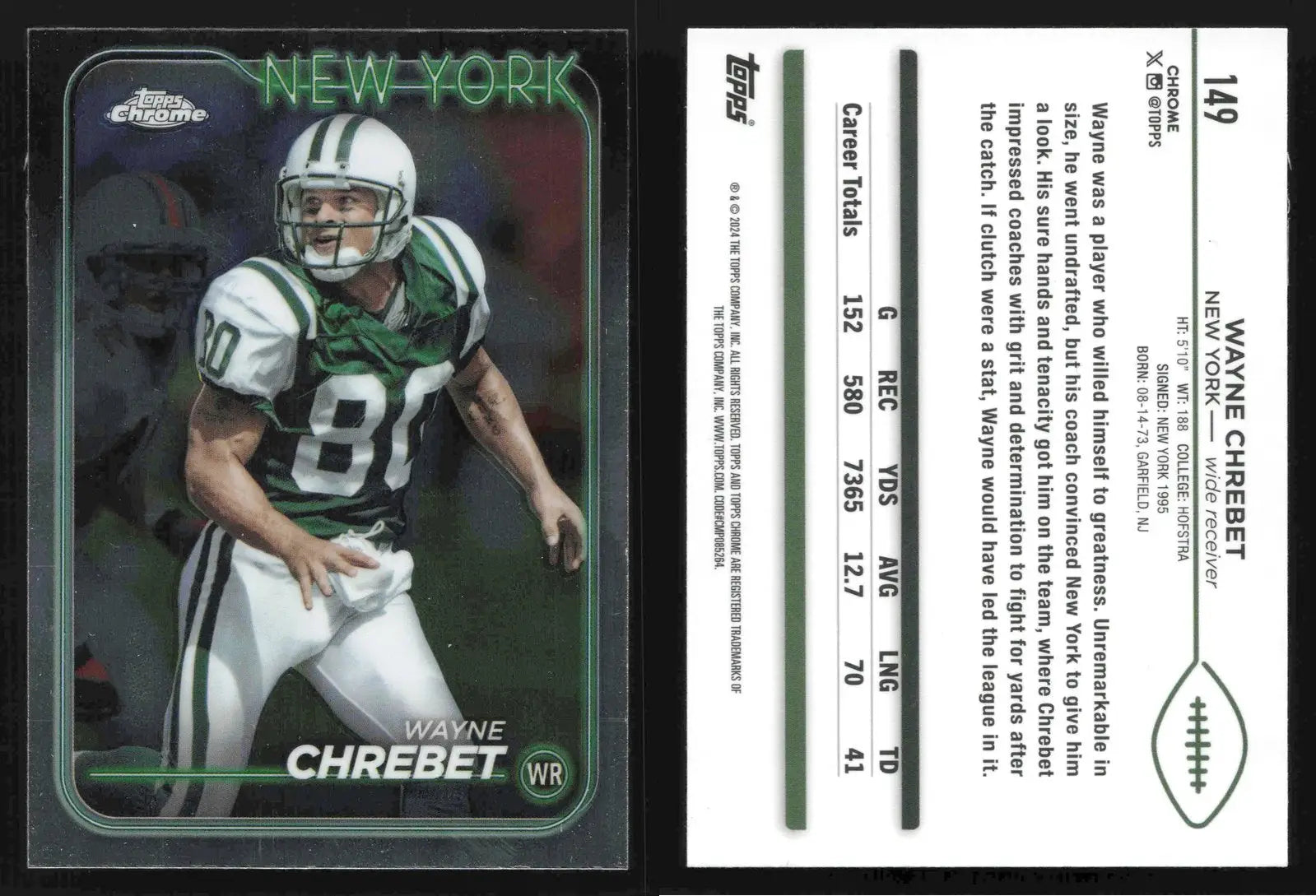 2024 Topps Chrome WAYNE CHREBET #149 New York Jets - Football Card Single