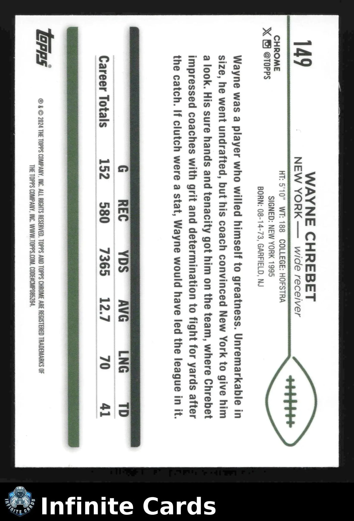 2024 Topps Chrome WAYNE CHREBET #149 New York Jets - Football Card Single