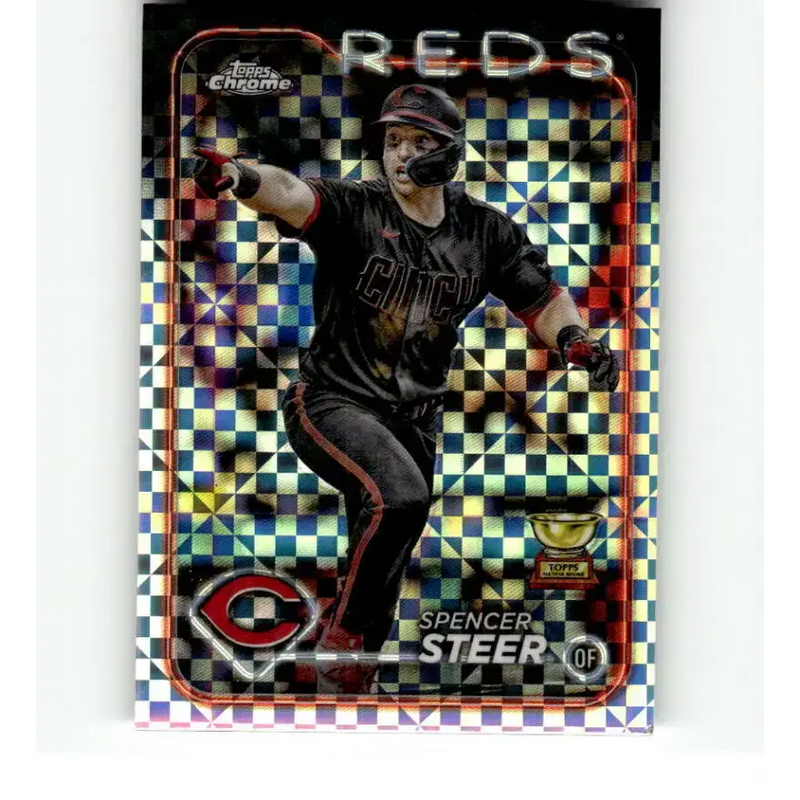 2024 Topps Chrome X-Fractor #104 Spencer Steer NM-MT Cincinnati Reds Baseball Card - Baseball Card Single