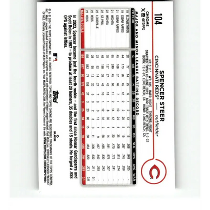 2024 Topps Chrome X-Fractor #104 Spencer Steer NM-MT Cincinnati Reds Baseball Card