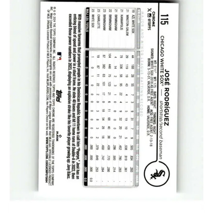 2024 Topps Chrome X-Fractor #115 Jose Rodriguez NM-MT RC Rookie Chicago White Sox Baseball Card