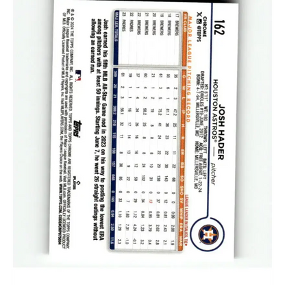 2024 Topps Chrome X-Fractor #162 Josh Hader NM-MT Houston Astros Baseball Card