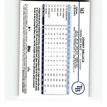 2024 Topps Chrome X-Fractor #163 Jonny Deluca NM-MT RC Rookie Tampa Bay Rays Baseball Card