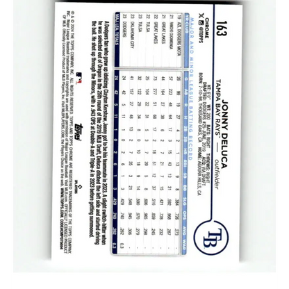 2024 Topps Chrome X-Fractor #163 Jonny Deluca NM-MT RC Rookie Tampa Bay Rays Baseball Card  Image 2