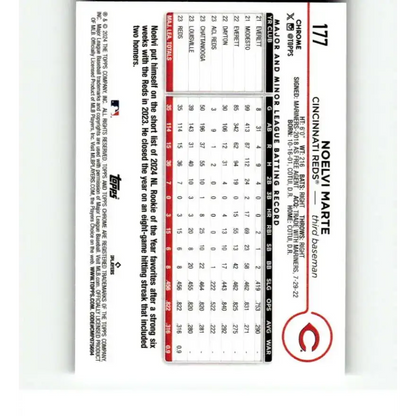 2024 Topps Chrome X-Fractor #177 Noelvi Marte NM-MT RC Rookie Cincinnati Reds Baseball Card