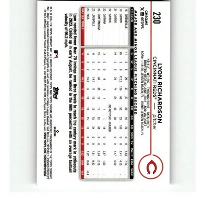 2024 Topps Chrome X-Fractor #230 Lyon Richardson NM-MT RC Rookie Cincinnati Reds Baseball Card