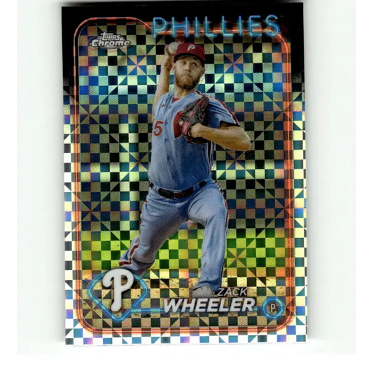 2024 Topps Chrome X-Fractor #25 Zack Wheeler NM-MT Philadelphia Phillies Baseball Card - Baseball Card Single