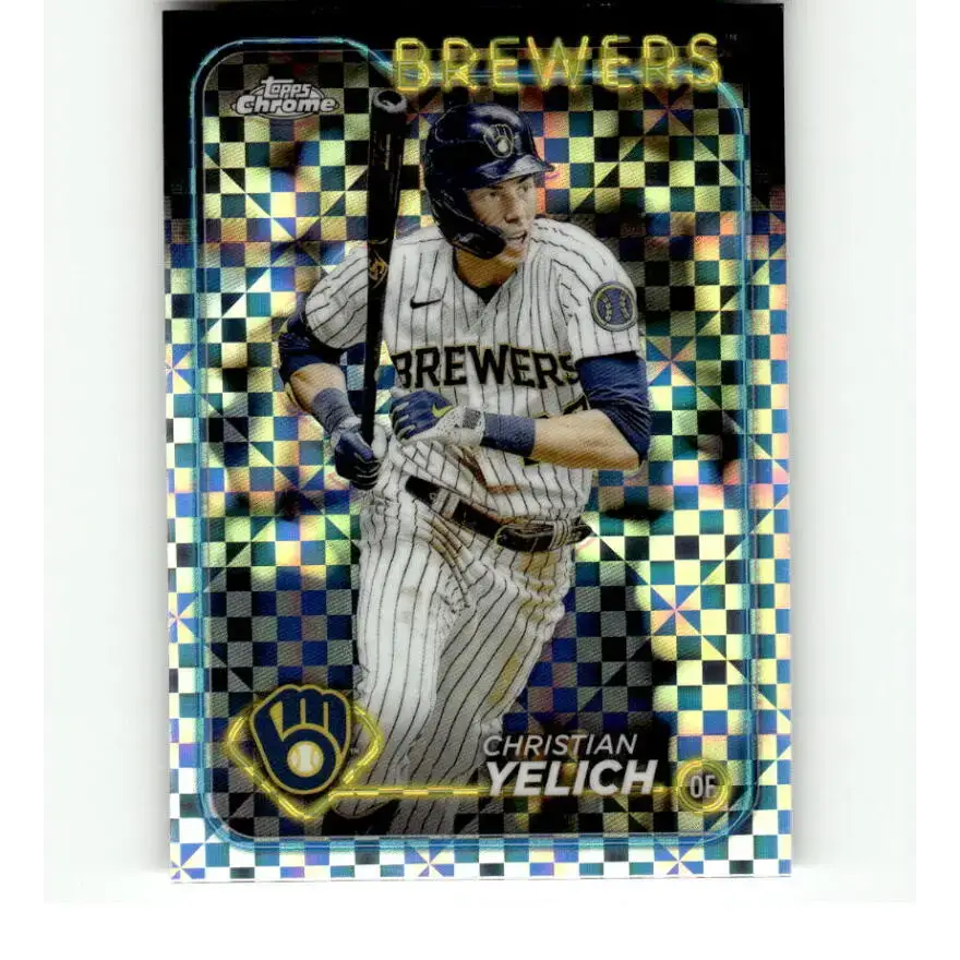 2024 Topps Chrome X-Fractor #253 Christian Yelich NM-MT Milwaukee Brewers Baseball Card - Baseball Card Single