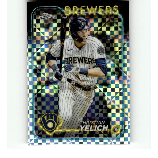 2024 Topps Chrome X-Fractor #253 Christian Yelich NM-MT Milwaukee Brewers Baseball Card