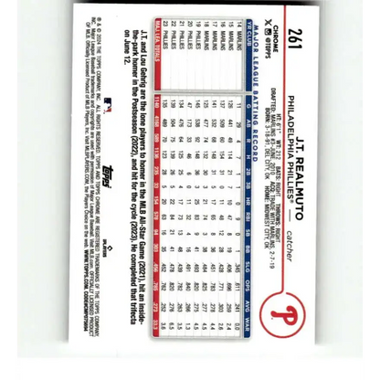 2024 Topps Chrome X-Fractor #261 J.T. Realmuto NM-MT Philadelphia Phillies Baseball Card