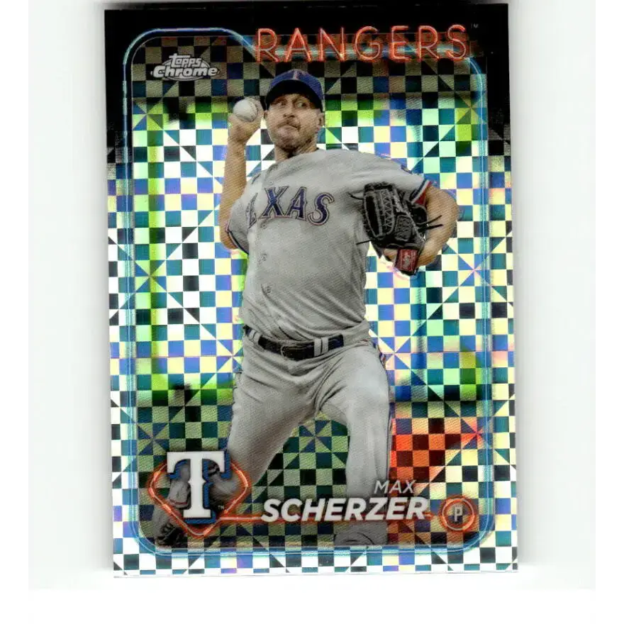 2024 Topps Chrome X-Fractor #37 Max Scherzer NM-MT Texas Rangers Baseball Card - Baseball Card Single