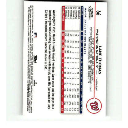 2024 Topps Chrome X-Fractor #66 Lane Thomas NM-MT Washington Nationals Baseball Card