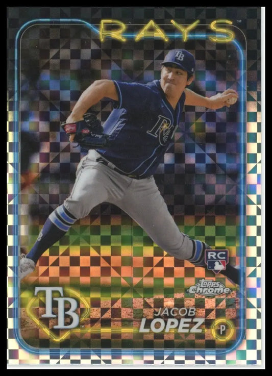 2024 Topps Chrome - X-Fractors Jacob Lopez 225 Tampa Bay Rays Baseball NM - Baseball Card Single