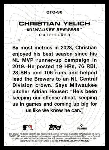 Christian Yelich baseball card from 2024 Topps City to City series with original gloss