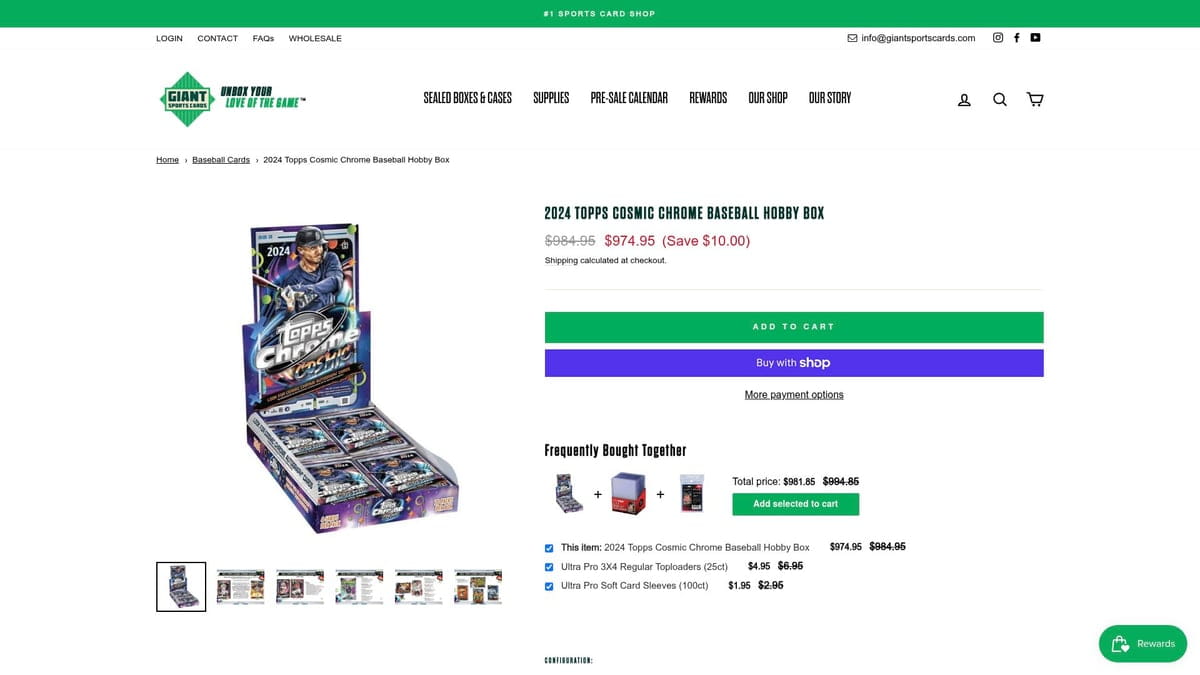 2024 Topps Cosmic Chrome baseball hobby box with vibrant blue purple chrome design