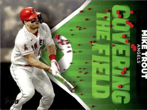 Baseball trading card featuring Mike Trout of the Angels with original gloss from Topps Covering