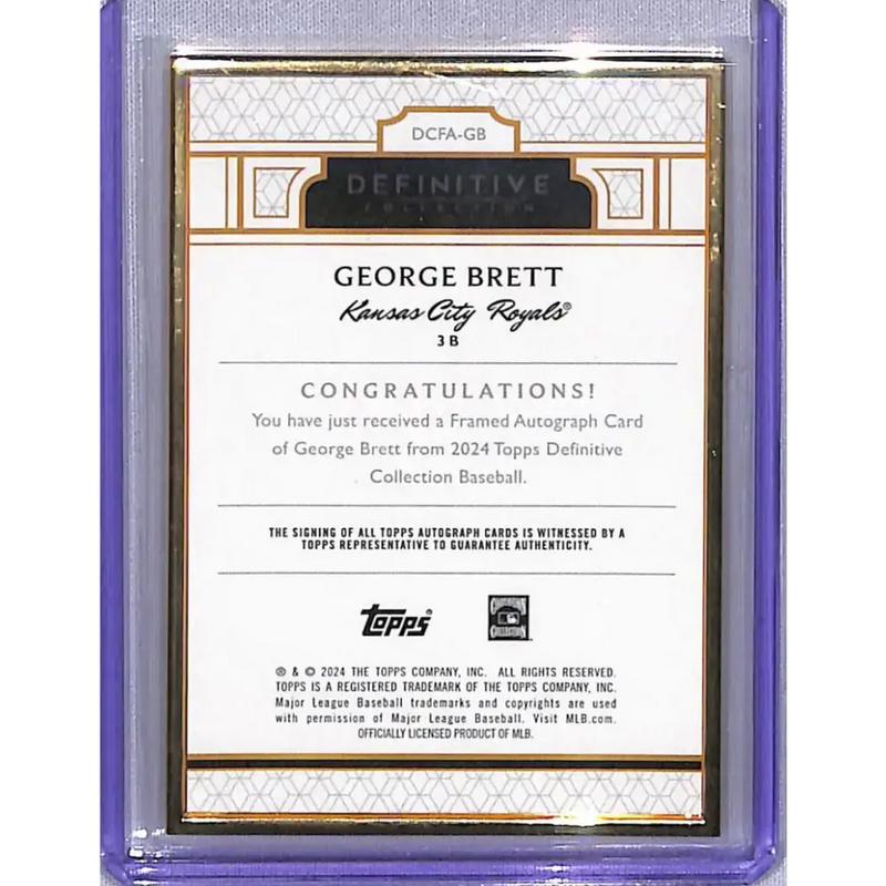 2024 Topps Definitive Gold Frame #DCFA-GB George Brett EX Excellent Auto 25/30 Kansas City Royals Baseball Card