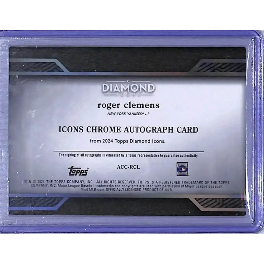 2024 Topps Diamond Icons #ACC-RCL Roger Clenens EX Excellent Auto 5/5 New York Yankees - Baseball Card Single