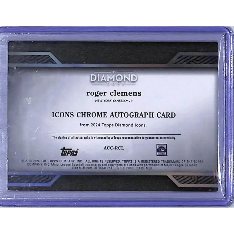 2024 Topps Diamond Icons #ACC-RCL Roger Clenens EX Excellent Auto 5/5 New York Yankees - Baseball Card Single