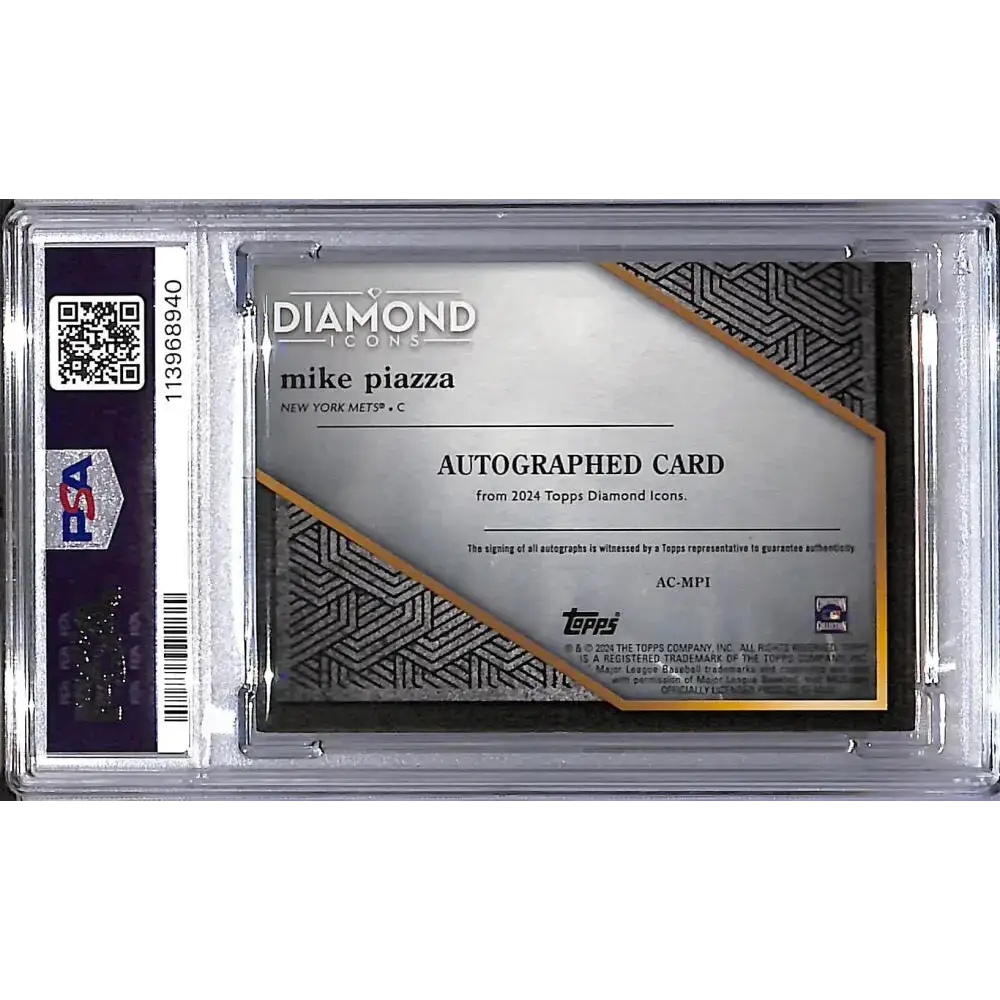 2024 Topps Diamond Icons Black #AC-MPI Mike Piazza PSA 7 NM Auto 08/10 New York Mets - Baseball Card Single