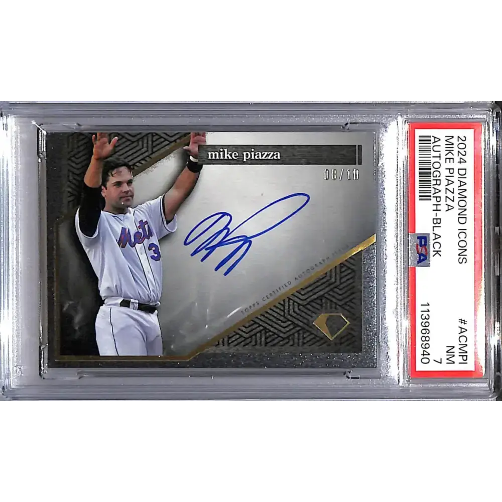 2024 Topps Diamond Icons Black #AC-MPI Mike Piazza PSA 7 NM Auto 08/10 New York Mets - Baseball Card Single